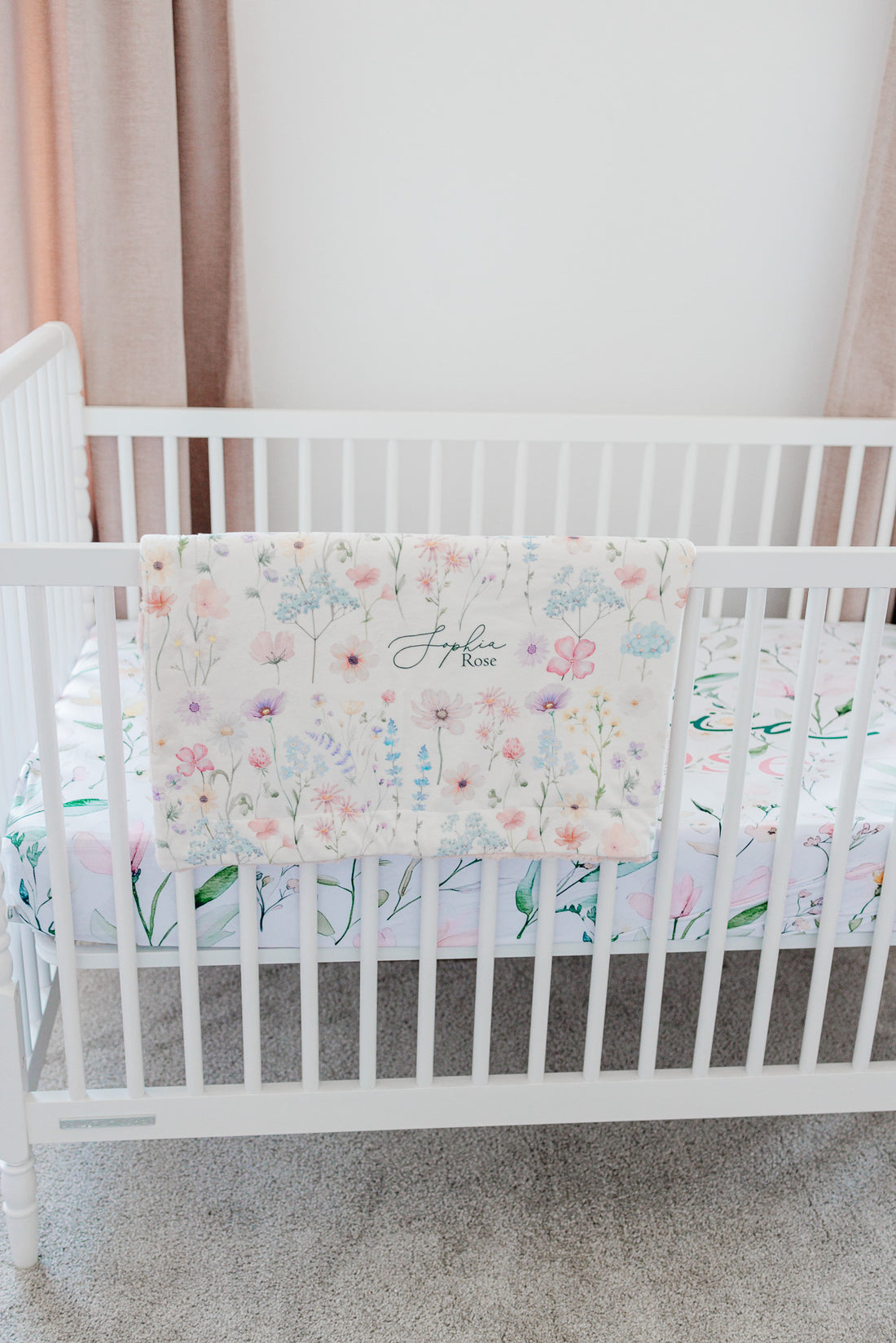 Personalized Baby Blanket – Wildflower Minky Baby Deluxe Cozy Plush Stroller Blanket
