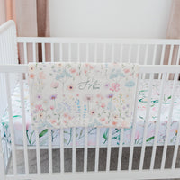 Personalized Baby Blanket – Wildflower Minky Baby Deluxe Cozy Plush Stroller Blanket