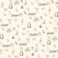 Woodland Animals Bassinet Sheet, Personalized Forest Animal Fitted Sheet for Moses Basket