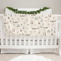 Woodland Animals Deluxe Plush Baby Blanket, Personalized Two-Sided Faux Fur Minky Blanket