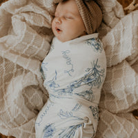 Colleen Floral Blue Stretchy Swaddle
