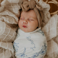 Colleen Floral Blue Stretchy Swaddle