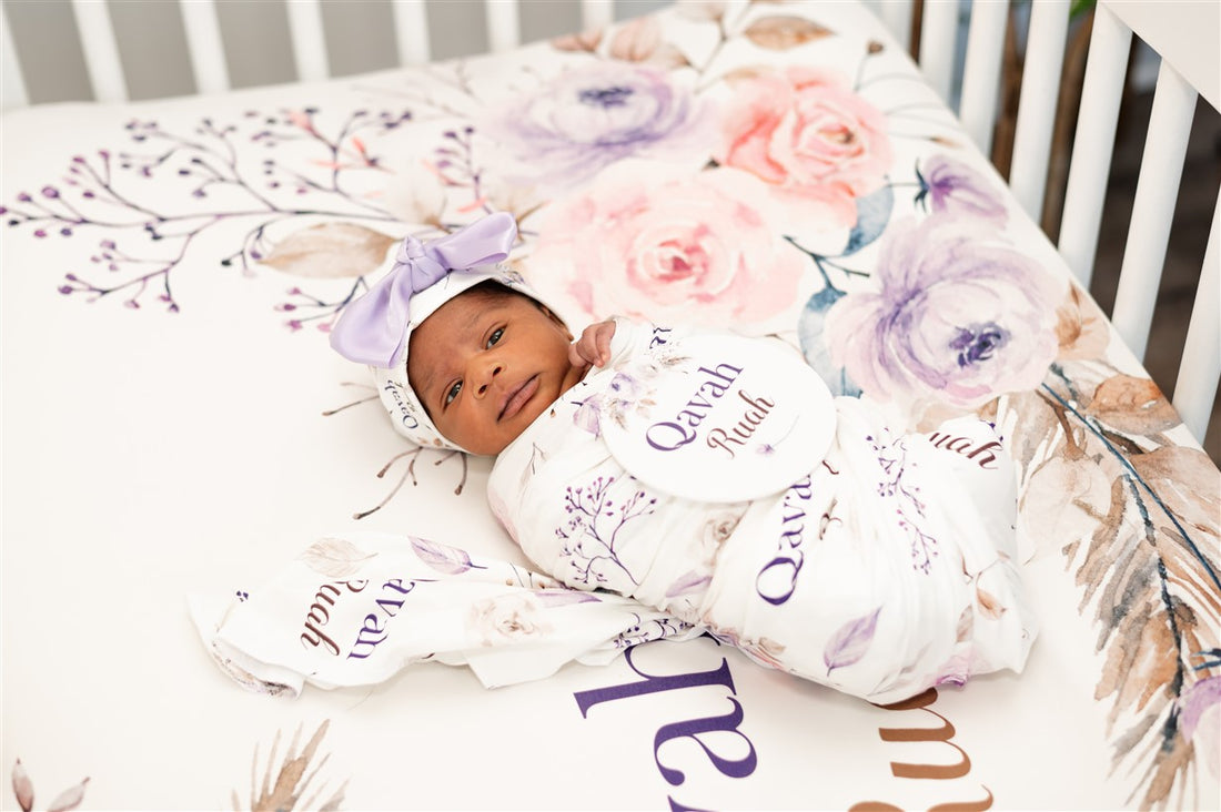 Crystal Jean Lavendar  Personalized Custom Crib Sheet