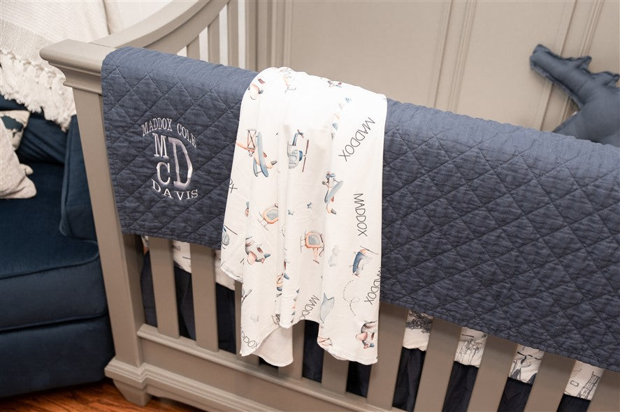 Pilot Theme Nursery Blanket Gift Baby Set A Great Baby Jeff The Pilot Airplanes Helicopters Aviation Baby Gift