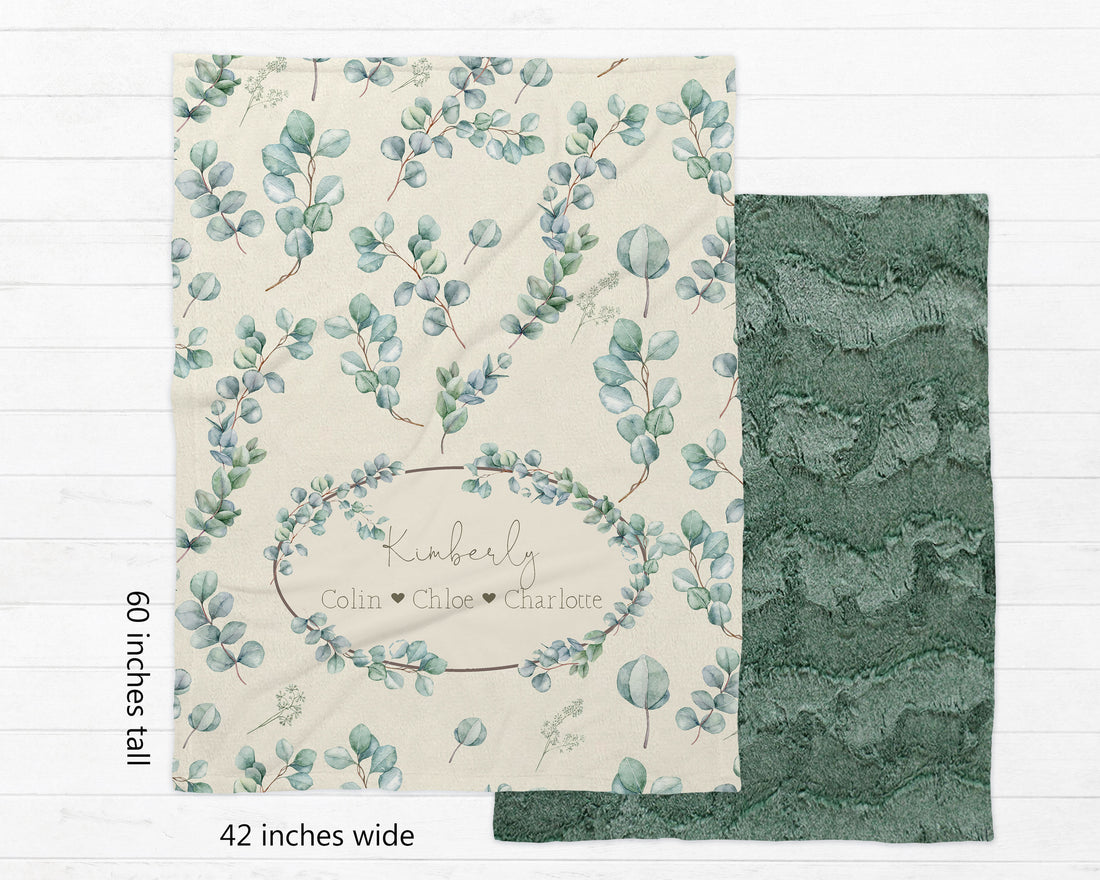 Eucalyptus Mom Blanket – Personalized Soft Cozy Throw | Lightweight, Machine Washable