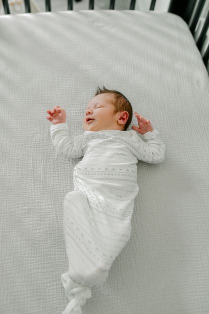 Gray Mudcloth Knotted Baby Gown