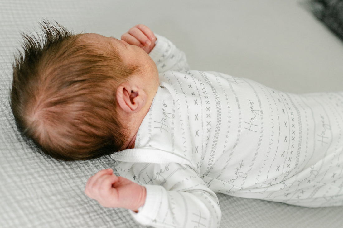 Gray Mudcloth Knotted Baby Gown