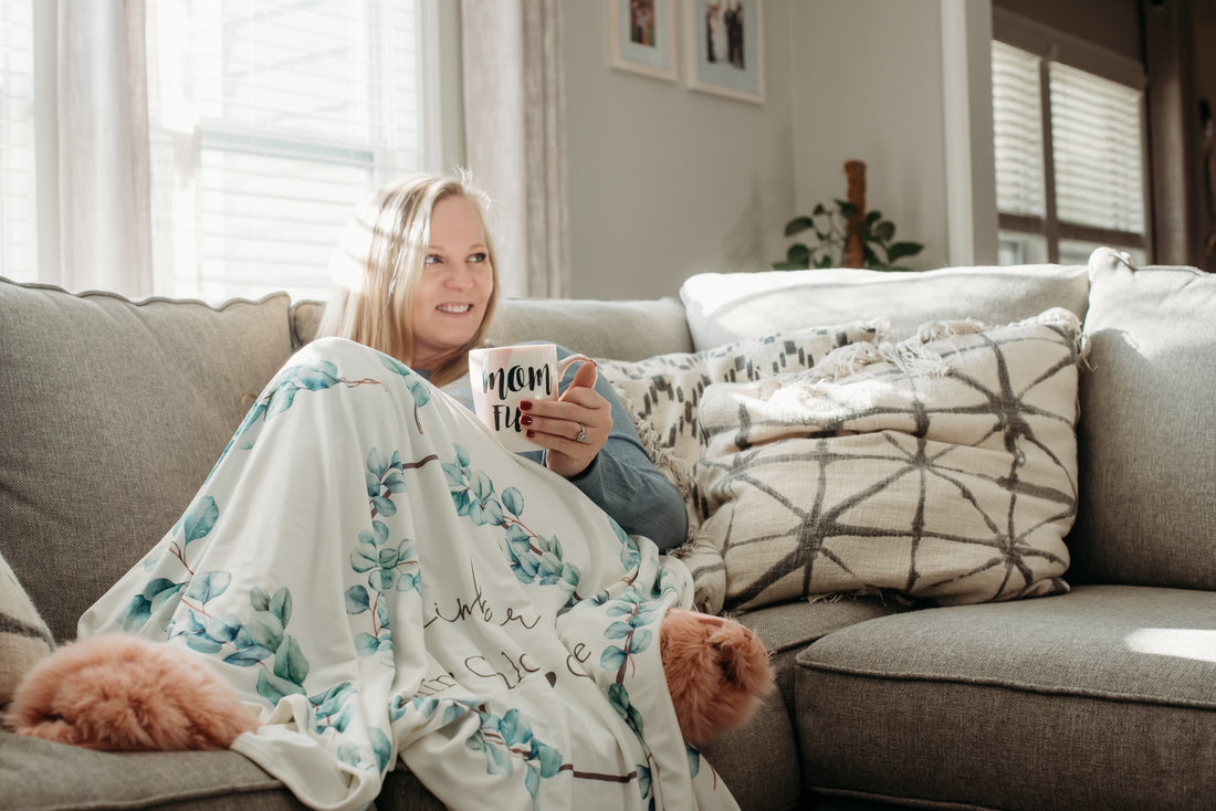 Eucalyptus Mom Blanket – Personalized Soft Cozy Throw | Lightweight, Machine Washable