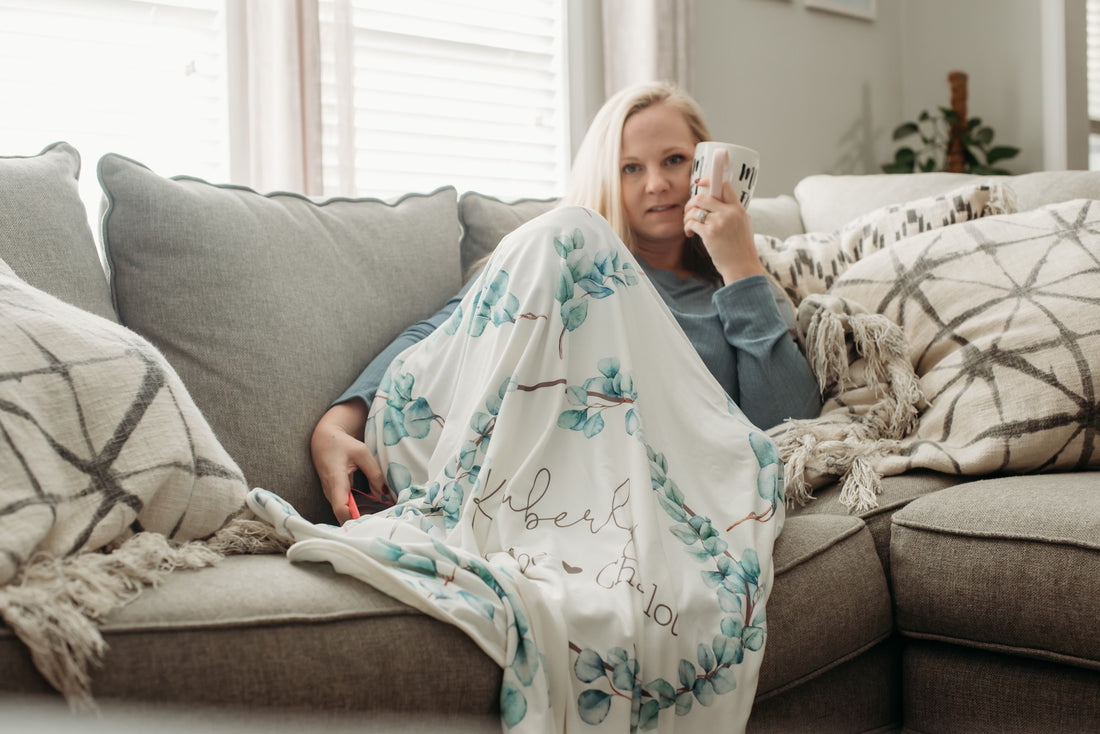 Eucalyptus Mom Blanket – Personalized Soft Cozy Throw | Lightweight, Machine Washable