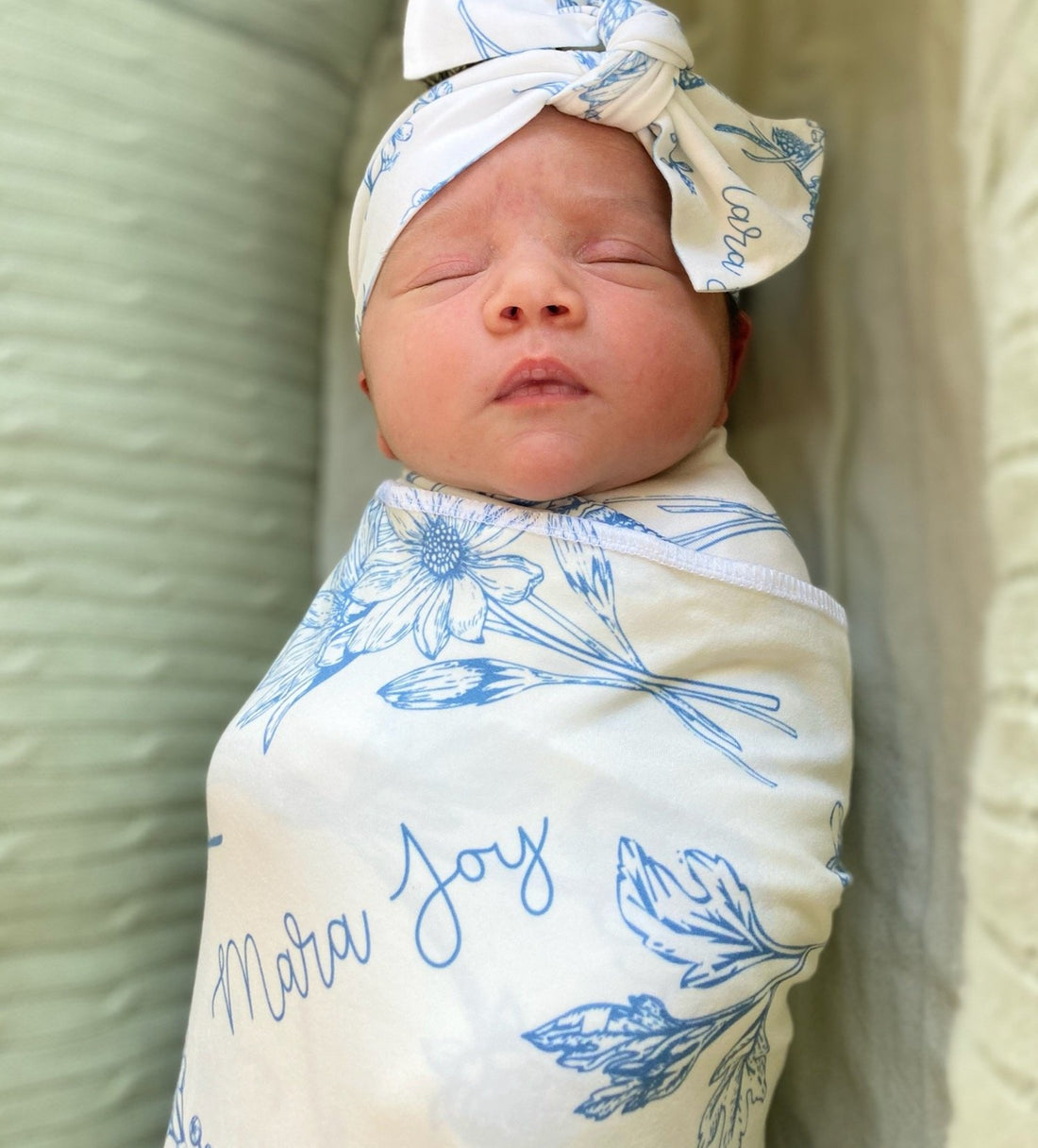 Colleen Floral Blue Stretchy Swaddle