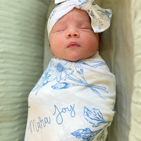 Colleen Floral Blue Stretchy Swaddle
