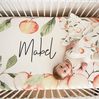Custom Peach Crib Sheet with Personalized Name