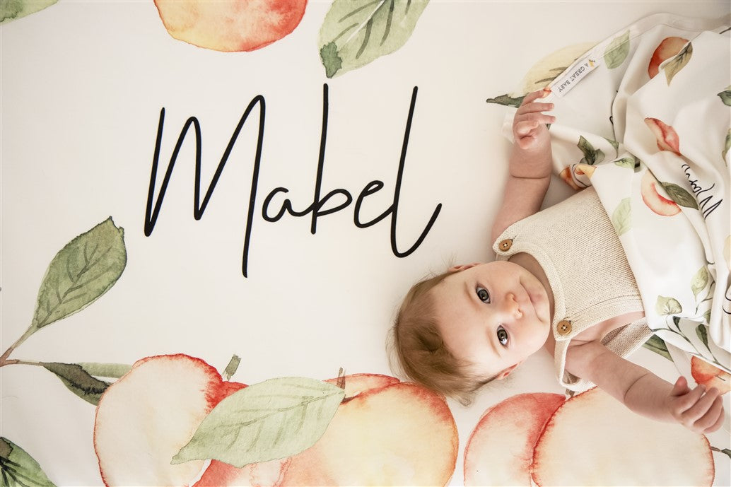 Custom Peach Crib Sheet with Personalized Name