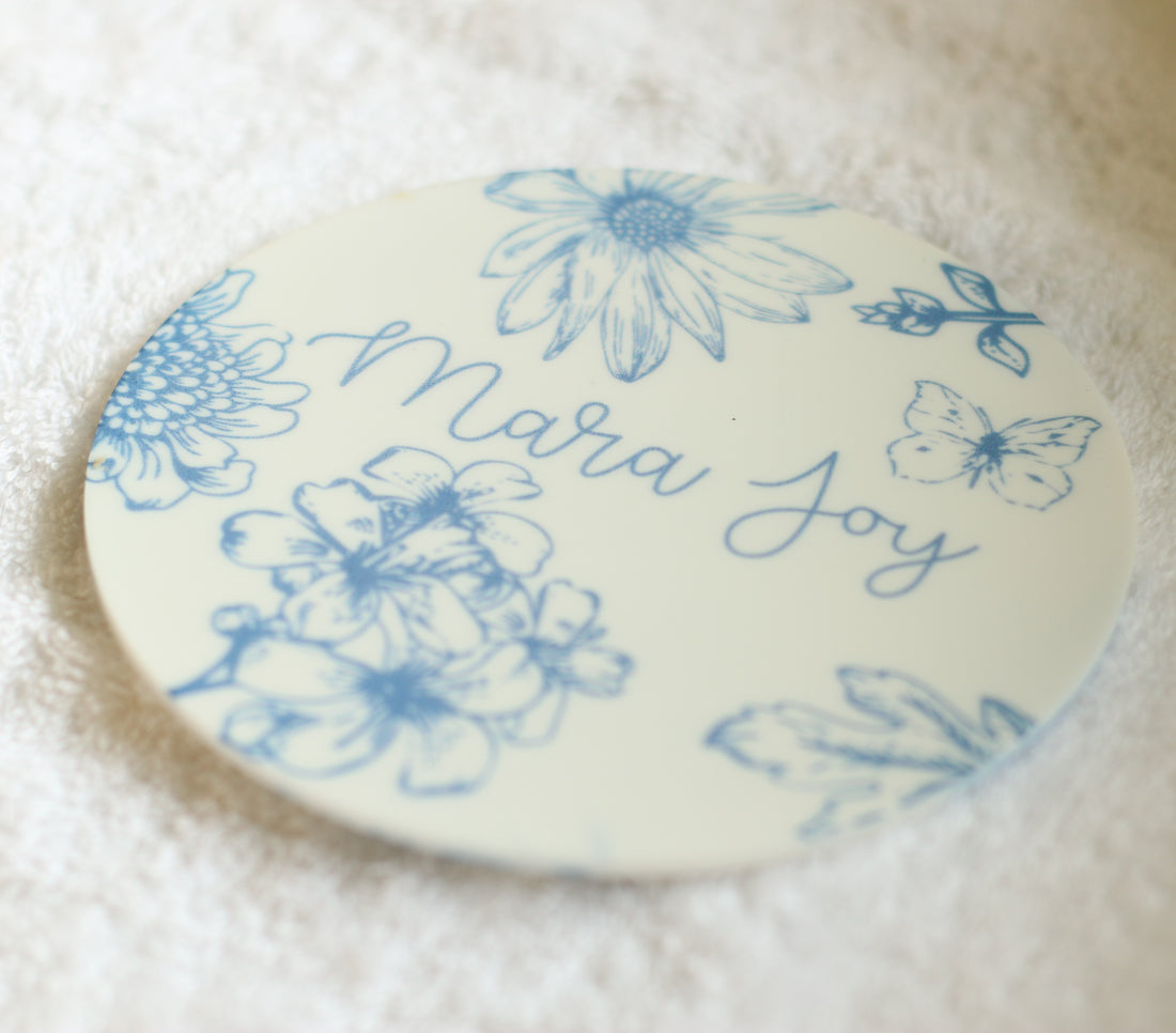 Colleen Blue Round Announcement Disk