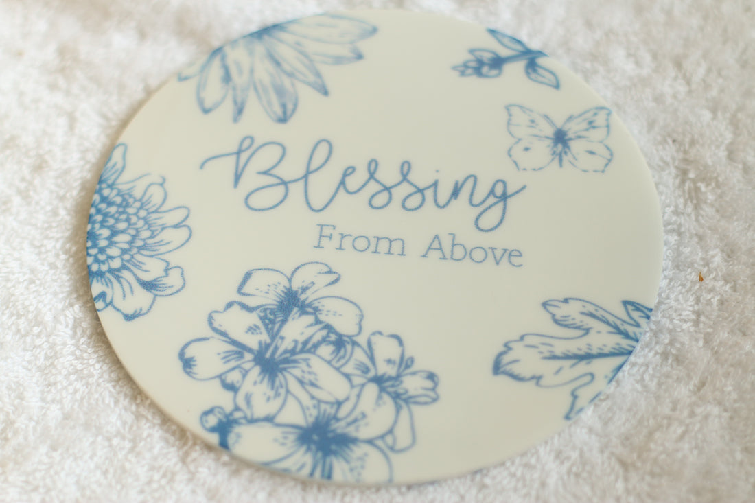 Colleen Blue Round Announcement Disk