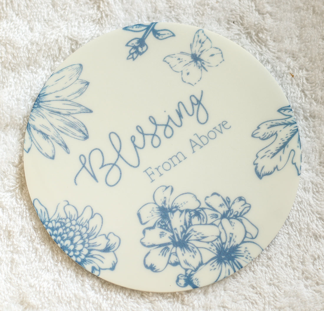 Colleen Blue Round Announcement Disk