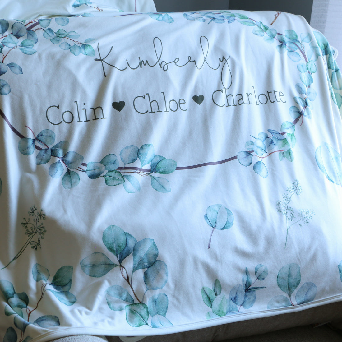 Eucalyptus Mom Blanket – Personalized Soft Cozy Throw | Lightweight, Machine Washable