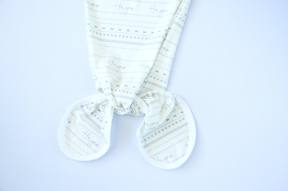 Gray Mudcloth Knotted Baby Gown