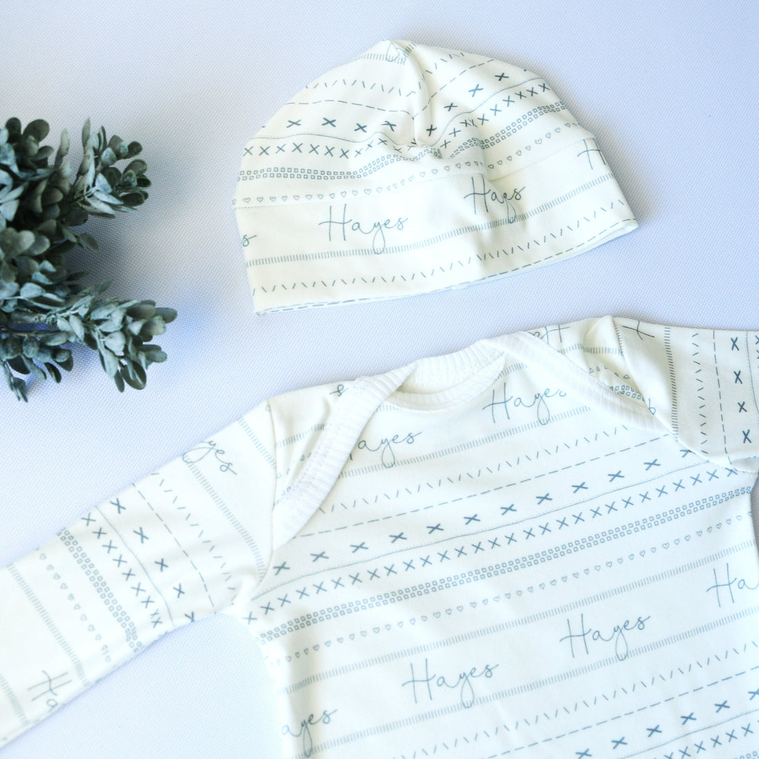 Gray Mudcloth Knotted Baby Gown