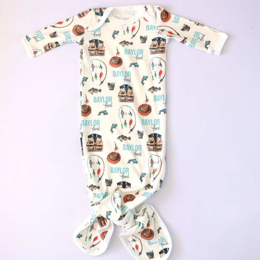 Fishing Buddy Knotted Baby Gown