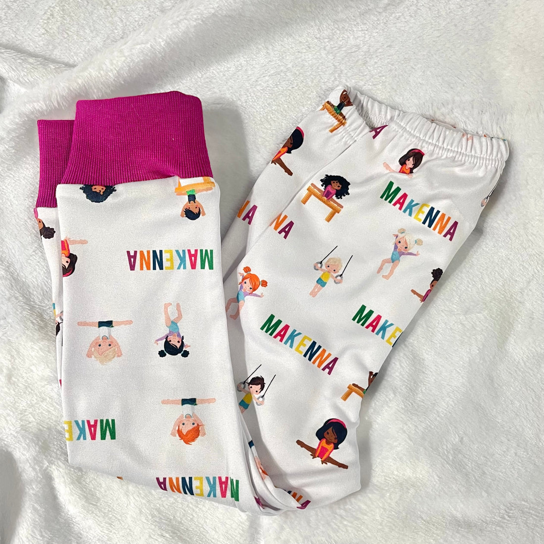 Personalized Gymnastics Pajamas for Girls – Soft Knit PJ's with Name, Ages 2-14