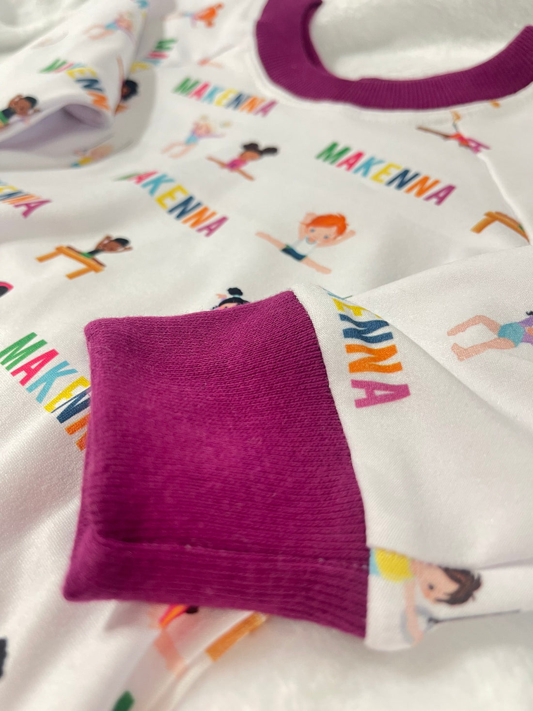 Personalized Gymnastics Pajamas for Girls – Soft Knit PJ's with Name, Ages 2-14