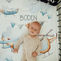 Custom Personalized Jeff the Pilot Crib Sheet