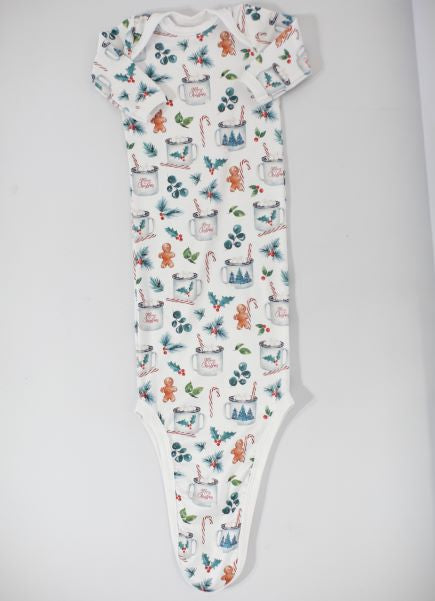 Knotted Baby Gown | Christmas Baby Gown - Soft Cotton Holiday Sleepwear