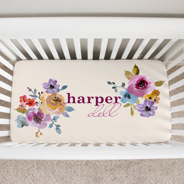 Custom Personalized Maeve Floral Crib Sheet