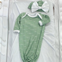 Camden Sassy Sage Knotted Baby Gown