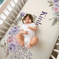 Crystal Jean Lavendar  Personalized Custom Crib Sheet