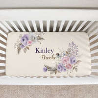 Crystal Jean Lavendar  Personalized Custom Crib Sheet