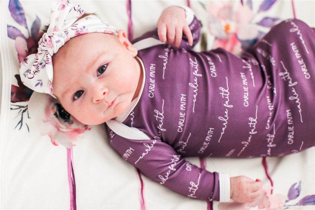 Camden Plum Perfect Knotted Baby Gown