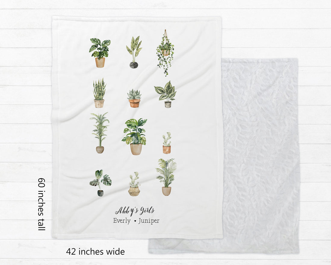 Green Thumb Mom Blanket –Plant Lover  Personalized Cozy Snuggle Throw with Custom Name