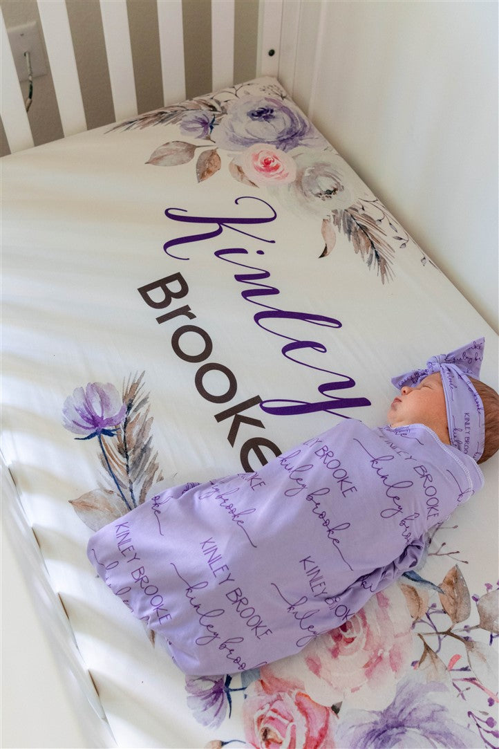 Crystal Jean Lavendar  Personalized Custom Crib Sheet