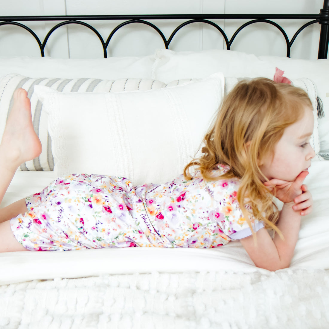 Amelia's Pink Floral Pajamas - Short or Long Sleeve (3 months to kids 14)