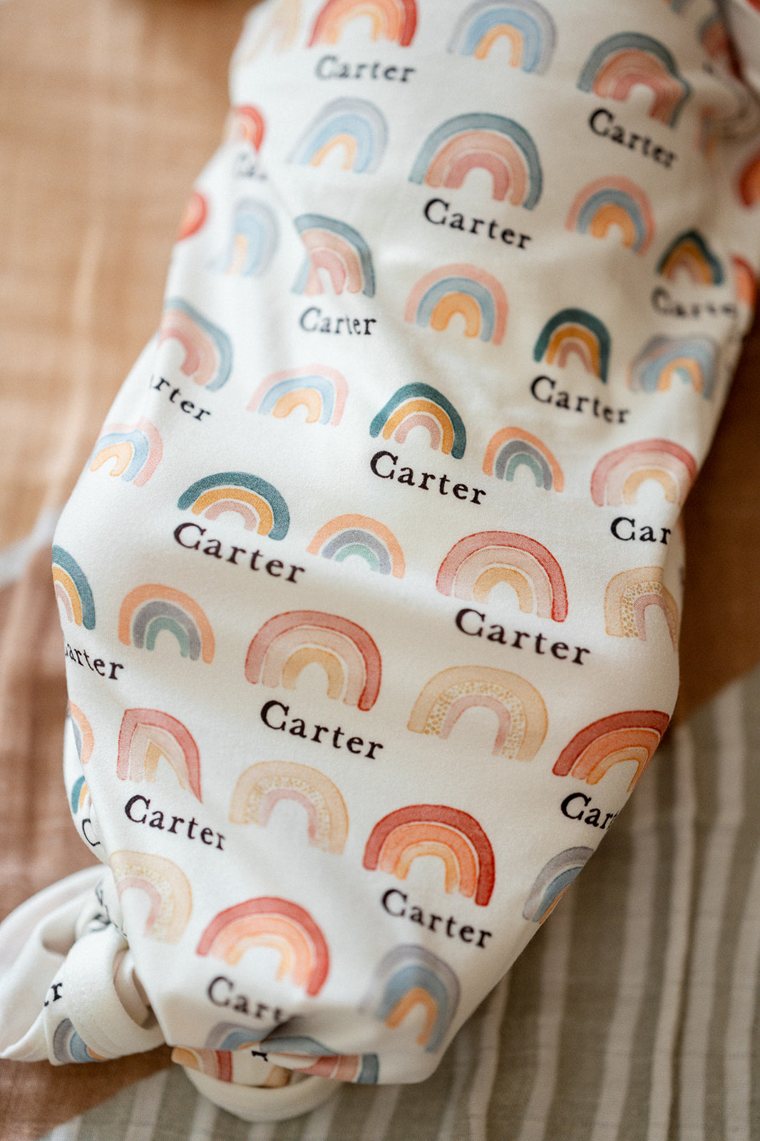 Rainbow Neutral Knotted Baby Gown