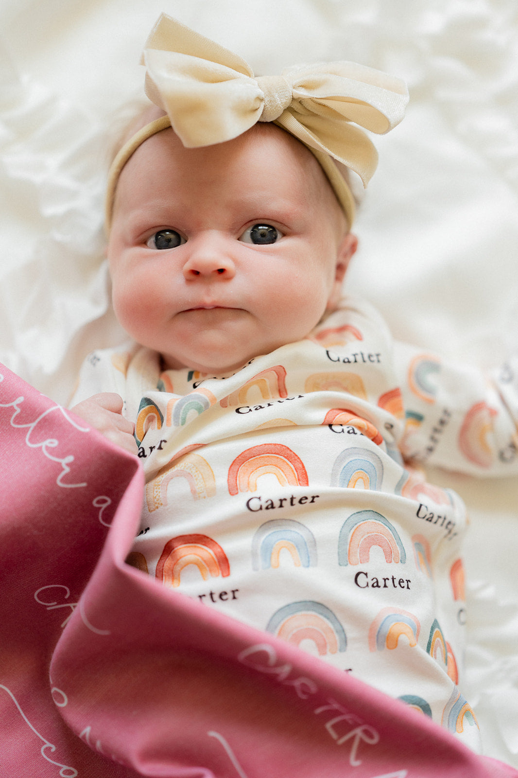 Rainbow Neutral Knotted Baby Gown