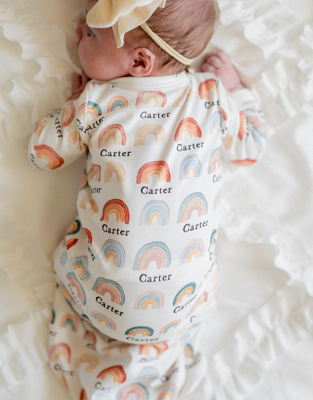 Rainbow Neutral Knotted Baby Gown