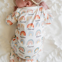 Rainbow Neutral Knotted Baby Gown