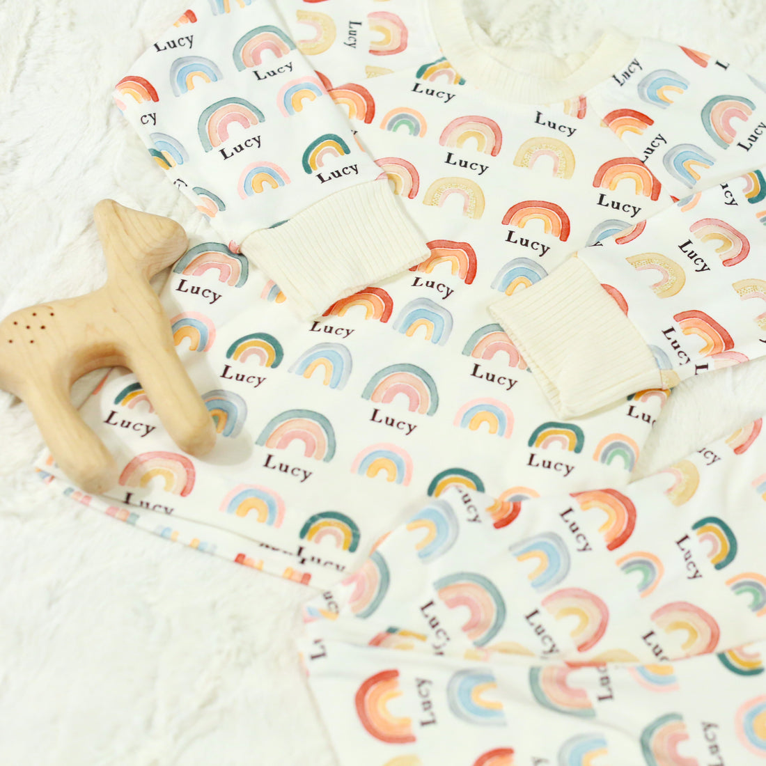 Rainbow Neutral Pajamas  - Short or Long Sleeve (3 months to kids 14)