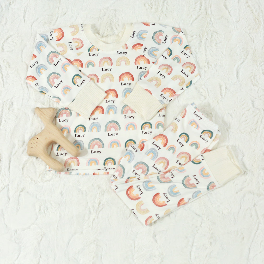 Rainbow Neutral Pajamas  - Short or Long Sleeve (3 months to kids 14)