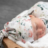 Baby Rose Hat - Rosie Posie Collection Pink Flower Headband & Knotted Hat