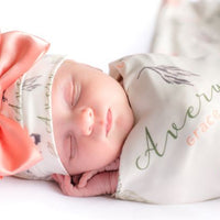 Stretchy Swaddle Blanket – Personalized Floral Baby Name Blanket, Soft Polyester Jersey