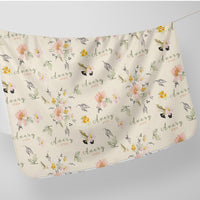 Stretchy Swaddle Blanket – Personalized Floral Baby Name Blanket, Soft Polyester Jersey