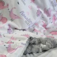 Pink Dino Throw Minky Deluxe Blanket – Soft Plush Kids Snuggle Blanket