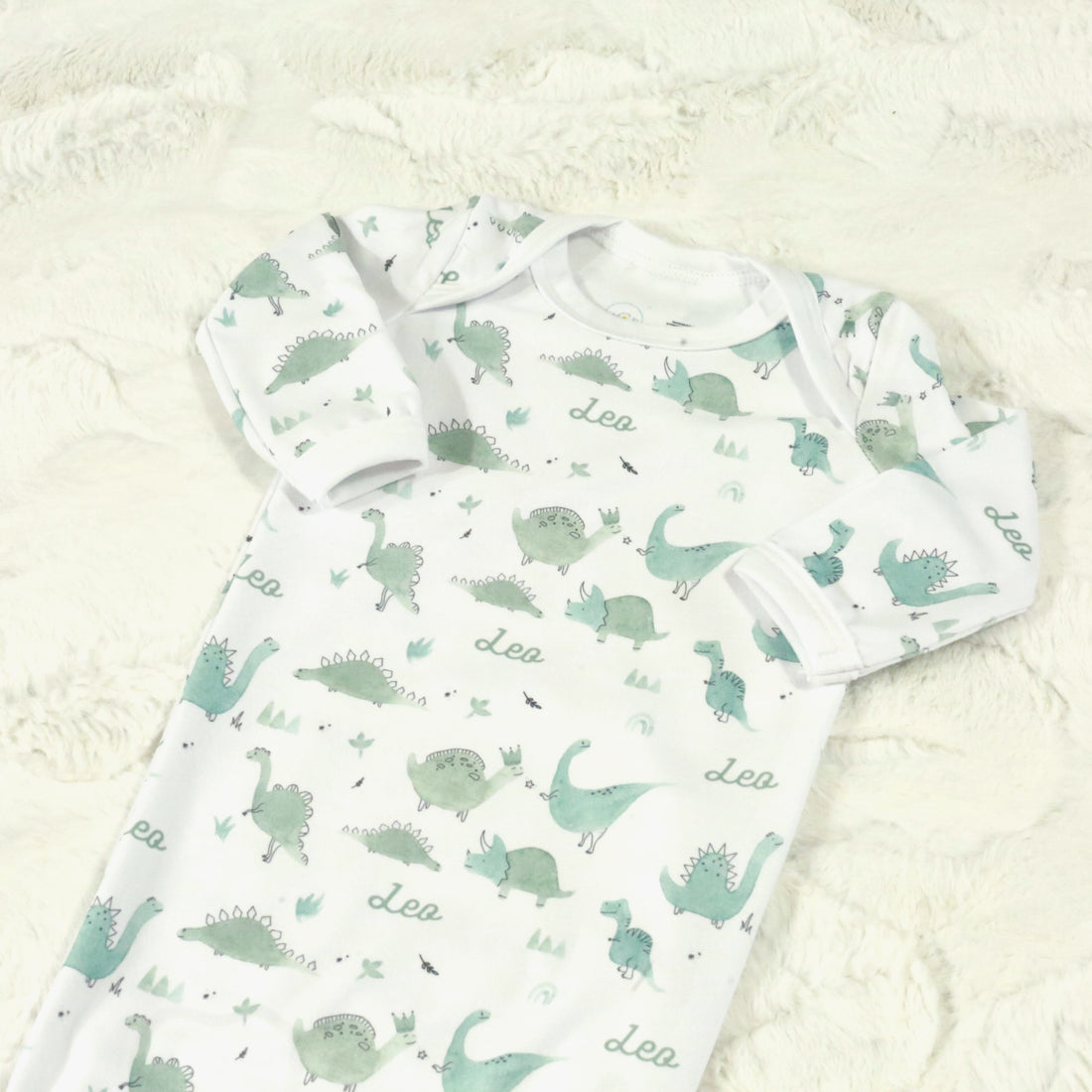 Dino Baby Knotted Gown - BOY