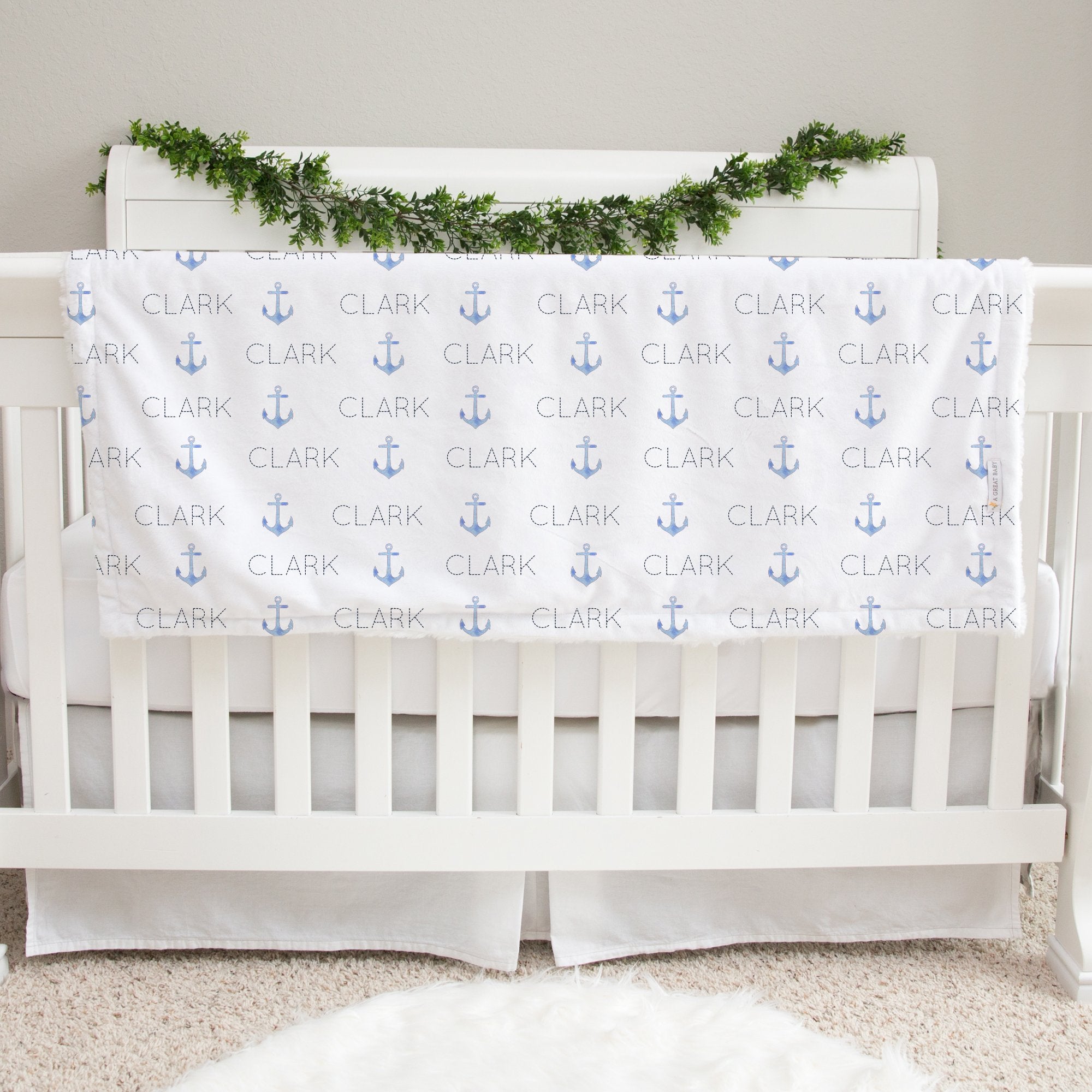 Blue Pastel Anchors Baby Deluxe Blanket AGreatBaby