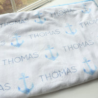 Blue Pastel Anchors Baby Deluxe Blanket