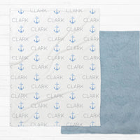 Blue Pastel Anchors Minky Deluxe Throw